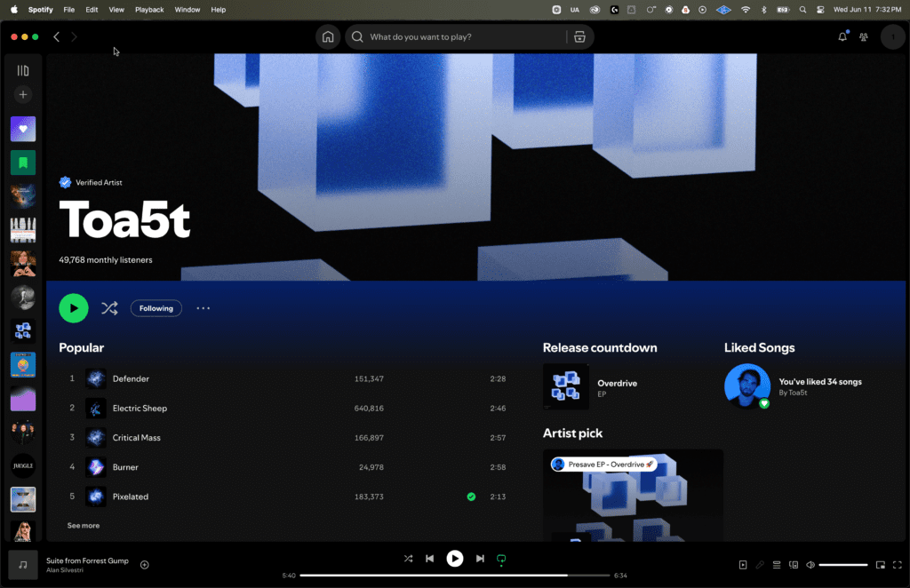 Upcoming music release with branded visual countdown on Spotify